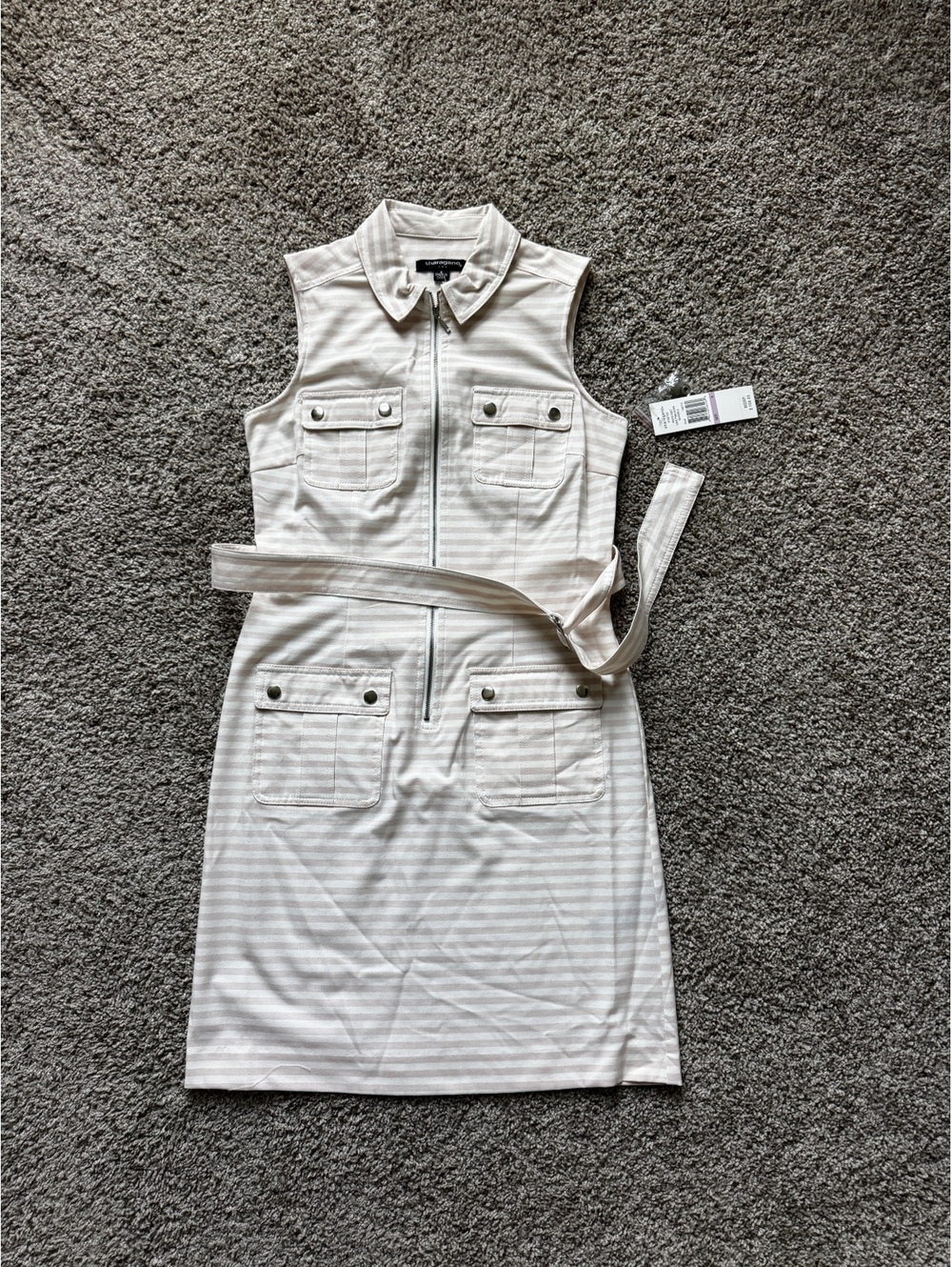 Pink and White Striped Zipper Dress | Size 6 | NWT